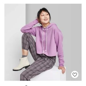 Wild Fable Women's pink cropped hoodie sweater